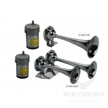 TROMBA CON COMPRESSORE IN OTTONE CROMATO PER BARCHE FINO A 20M