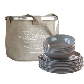 SET STOVIGLIE MELAMINA 12 PERSONE  - ROSETTE COCONUT